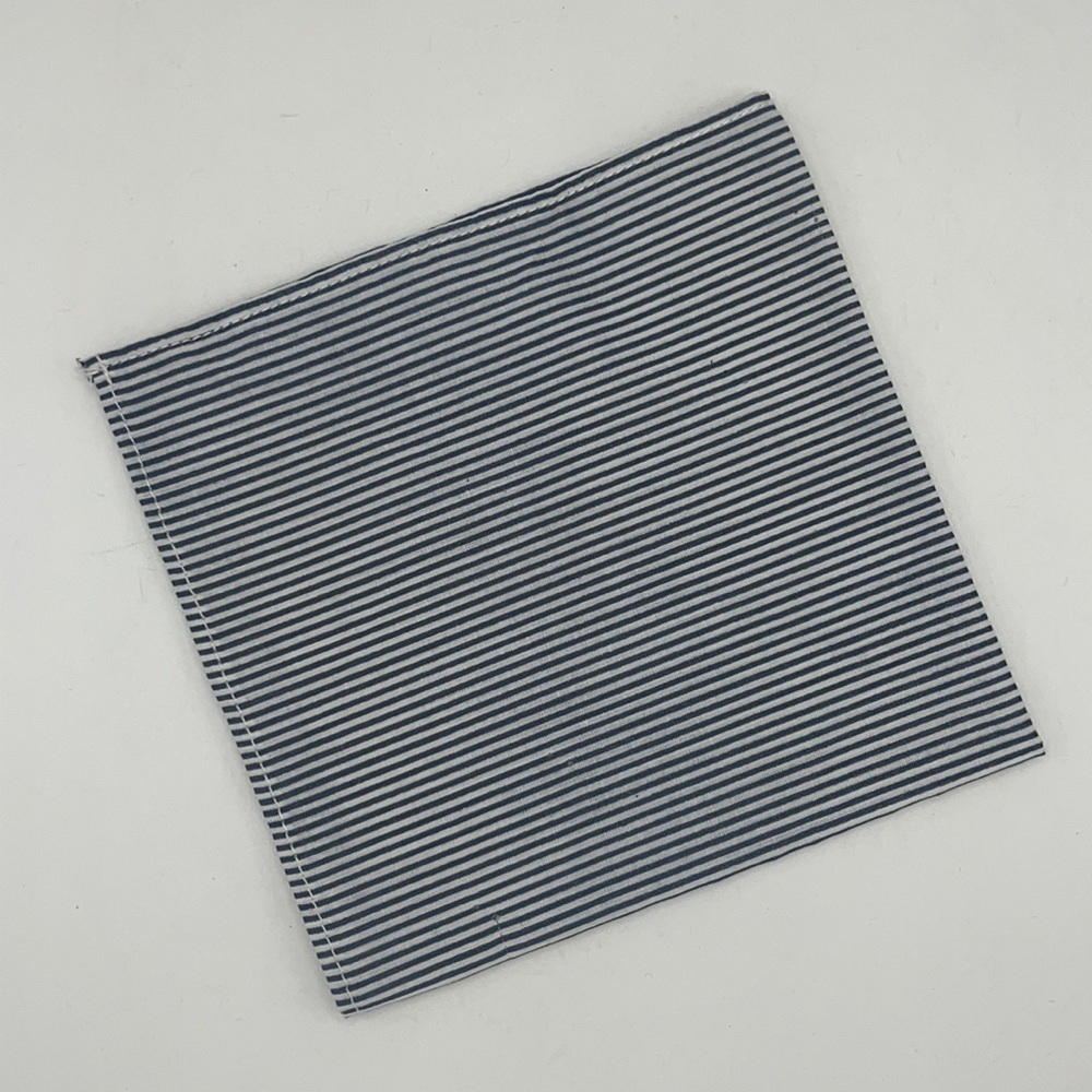 Striped Pocket Square, White/Blue